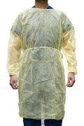 Disposable Level 1 Isolation Gown Fully Closed Double Tie Neck and Waist, Yellow, 100/case